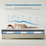 Pocket spring core mattress 180 × 200 × 25cm H3 - 7 zones with diatom foam & orthopedic support