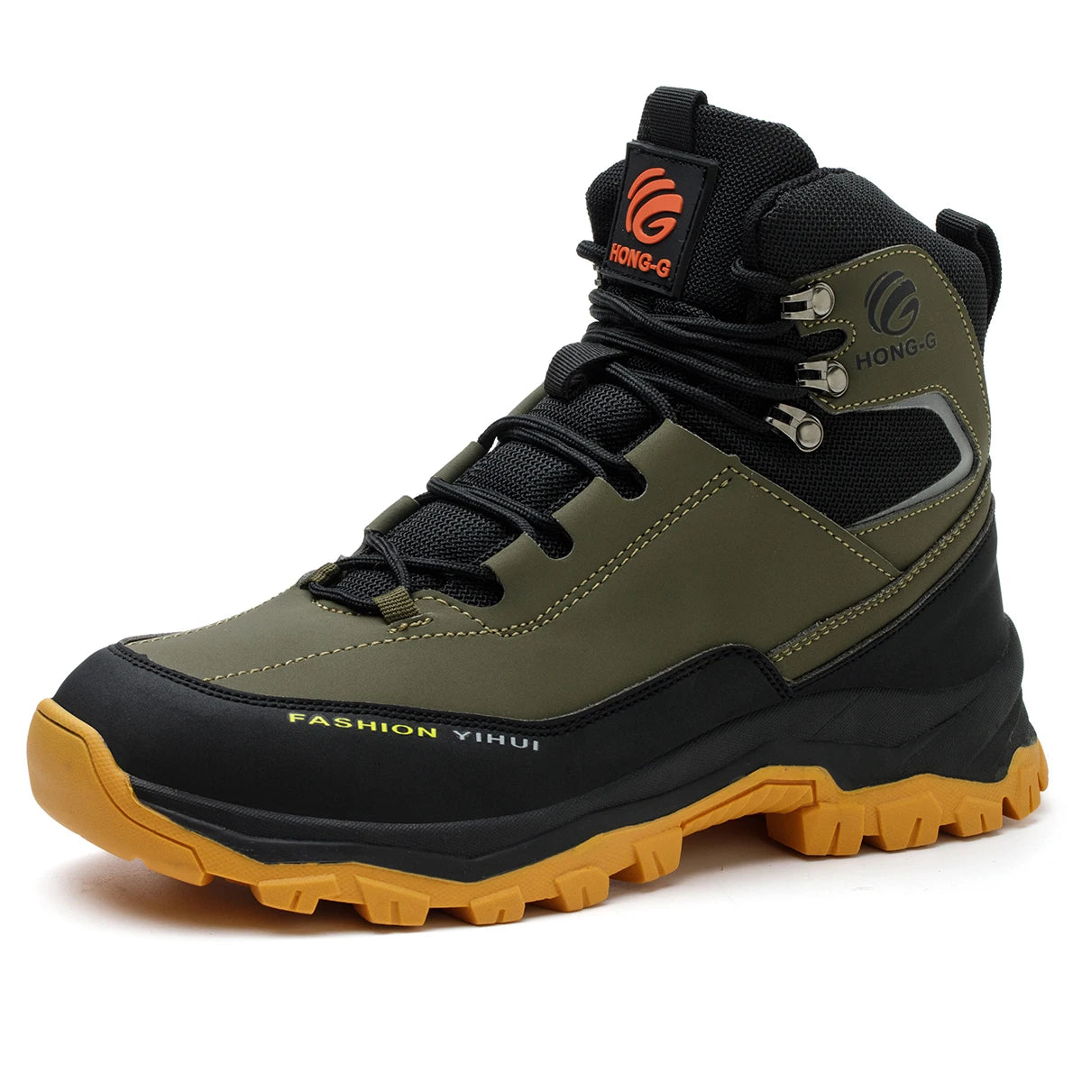 Rotary Buckle Men's Work Boots Safety Steel Toe Indestructible Shoes Anti-smash Puncture-Proof Work Shoes 38-47