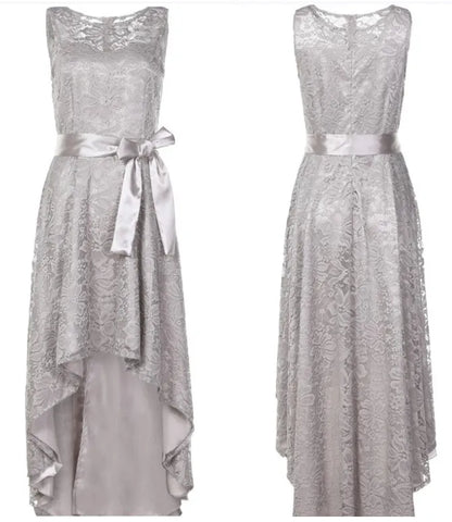 Vestido de dama de honor de boda para mujer 2025, elegante vestido de noche de encaje para fiesta, talla grande, ajustado, de cintura alta, con lazo, maxi vestidos para mujer