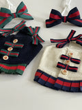 FATHIN Dog Princess Dresses Puppy Bow Knot Dress Luxury Pet Skirt Striped Dresses for Small Medium Cats