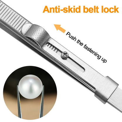 Pinzas de acero inoxidable con cierre deslizante ajustable, antiestáticas, herramienta para la fabricación de joyas y reparación de componentes electrónicos.