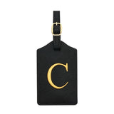 PU Leather Luggage Tag for Travel - Durable Suitcase ID Tag with Privacy Cover & Name Card Slot (A-Z) liu