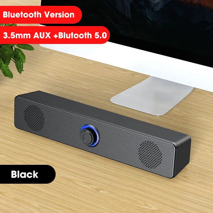 Barra de sonido para PC con cable e inalámbrica, altavoz Bluetooth, barra de sonido alimentada por USB para TV, PC, portátil, juegos, cine en casa, sistema de audio envolvente