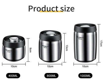 Vacuum sealed tank Coffee bean storage tank Household 304 stainless steel food storage Jars moisture-proof sealed container