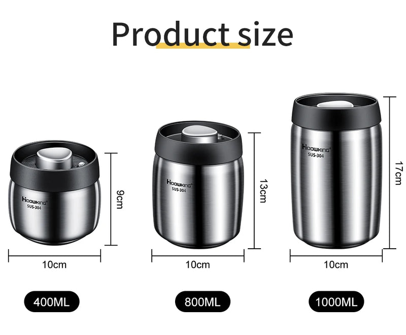 Vacuum sealed tank Coffee bean storage tank Household 304 stainless steel food storage Jars moisture-proof sealed container