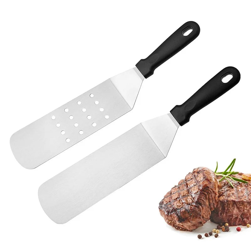 Kitchen Stainless Steel Scraper Cooking Spatula Barbecue Spatula Plate Barbecue Spatula Hamburger Spatula Cooking Utensils