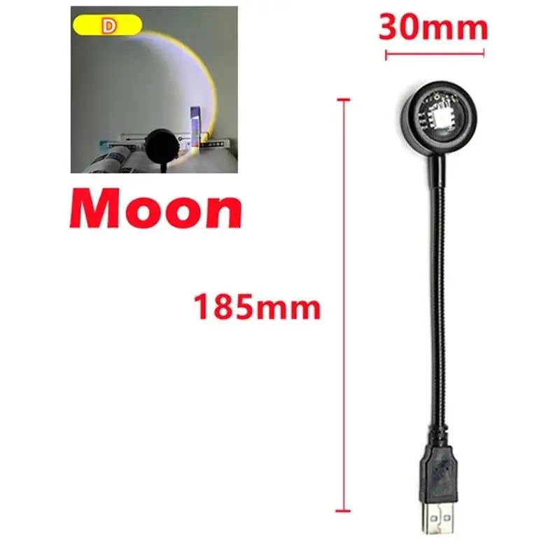 Proyector de lámpara de atardecer LED USB RnnTuu, luz nocturna portátil para decoración del hogar, luz de ambiente para sala de estar, fotografía de pared, luces de neón