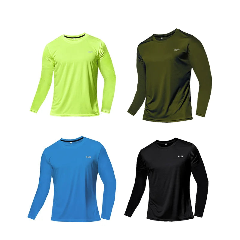 Camiseta transpirable de secado rápido, camisetas deportivas, ropa de entrenamiento, camiseta de manga larga para hombre, accesorios de gimnasio para correr de otoño, fitness para hombre.