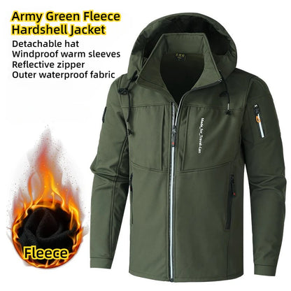 KB Men's Outdoor Jackets Fleece Lining Windbreaker Waterproof Winter Warm Jacket for Men Detachable Hat Men's Coats