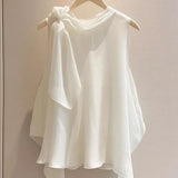 Fashion Beautiful White Bow Sleeveless Top for Women 2026 Summer New All-match Shirt Y2k Tanks Loose Blusas Mujer Blouse