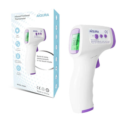 Termómetro digital médico infrarrojo sin contacto para medir la temperatura corporal y la fiebre en bebés y adultos.
