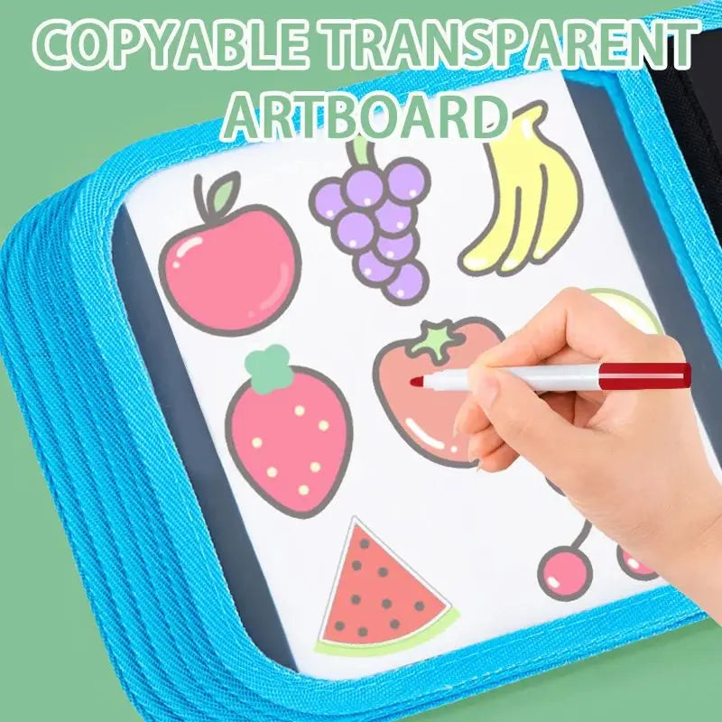 Livro de Desenho Apagável para Crianças e Bebês – Blocos de Desenho Reutilizáveis com 12 Canetas Aquareláveis – Brinquedo Pré-Escolar e Kit de Escrita e Pintura para Viagens