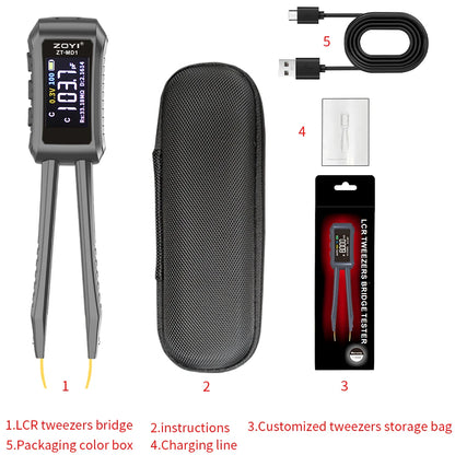 Mini pinza inteligente ZOYI MD1, comprobador LCR SMD ESR, resistencia, capacitancia, inductancia, continuidad, diodo, herramientas de medición