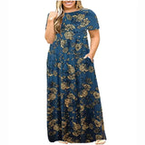 Women's wear-resistant printed maxi dress, large size dress, large size, fat mm, summer clothing 