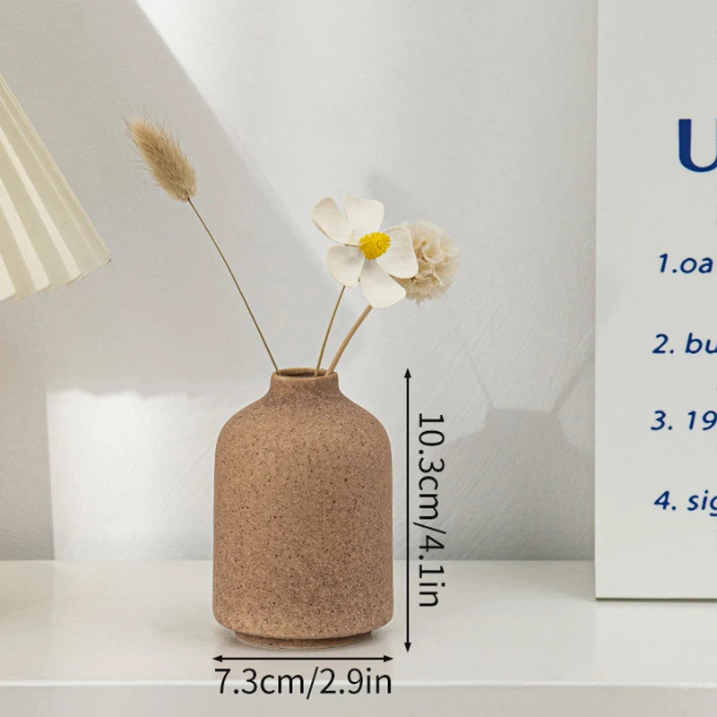 Ceramic Flower Vase Retro Table Decorative Vase Dried Flower Arrangement Pot Home Wedding Gifts Aesthetic Vase Desktop Ornament