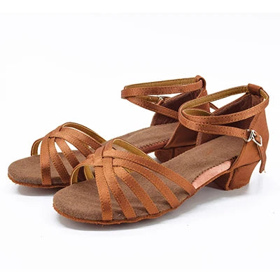 Girls Satin Latin Shoes Low Heel Ballroom Dance Shoes Adult Tango Salsa Shoes for Practice Toddler Latin Dance Shoes Performance