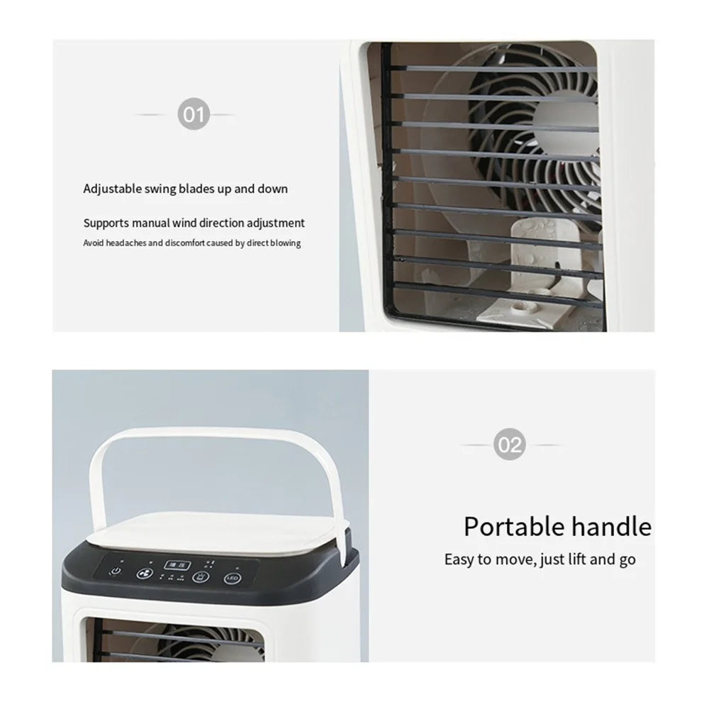 USB Portable Air Conditioner Fan Mini 3 Gears Home Desktop Cooling Fan LED Night Lamp Air Cooler for Room Office Camping 선풍기