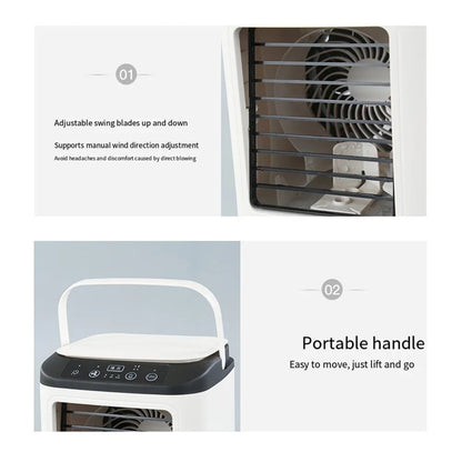 USB Portable Air Conditioner Fan Mini 3 Gears Home Desktop Cooling Fan LED Night Lamp Air Cooler for Room Office Camping 선풍기
