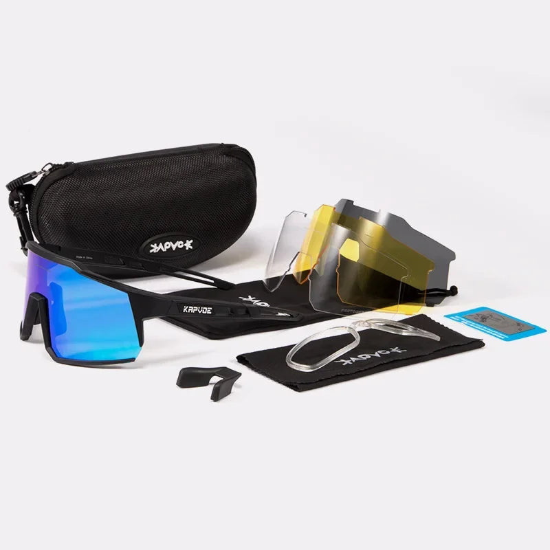 Men Women Polarized 4 Lens Sunglasses Cycling Bike Glasses Bicycle MTB Goggle Outdoor Sport Eyewear Anti-Glare Uv400 Equipment
