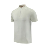 (M-4XL) camiseta de corrida de secagem rápida masculina gola meio zíper roupas de fitness masculina ajuste solto treinamento esportes mangas curtas