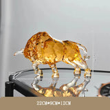 Room Decor Animal Ox Sculpture Ornaments Acrylic Crystal Crafts Statue Living Room Office Desktop Decoration Nordic Artwork Gift