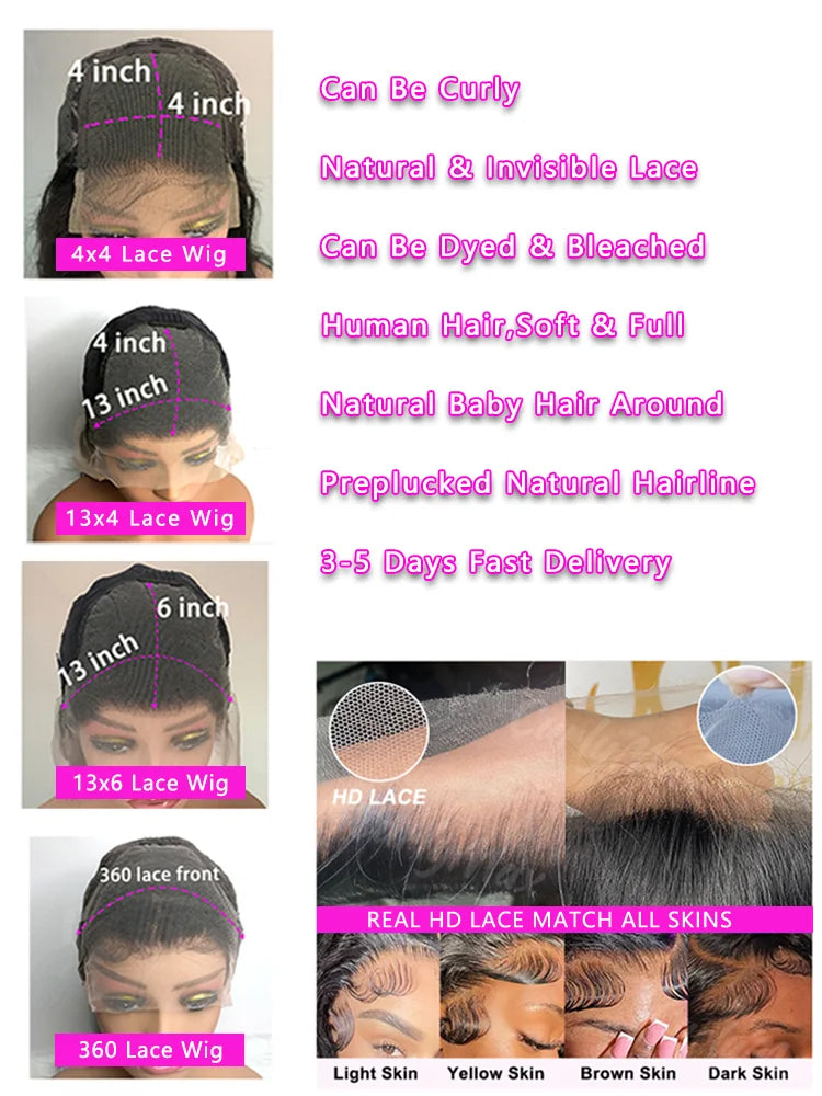 Peruca lace frontal cabelo humano ondulado - alta densidade 250%