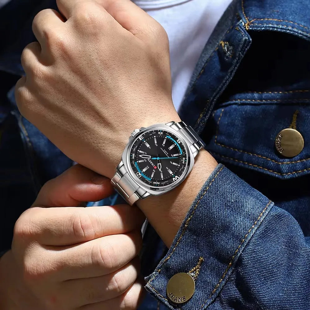 CURREN 8455 Men's Quartz Watch Large Dial Waterproof Stainless Steel Strap Casual Business Elegant Watches for Men Reloj Hombre