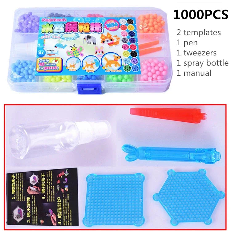 DIY Water Spray Magic Sticky Beads Toy Set Children's Handmade Puzzle Craft Kit Sensory Crystal Beads Kids Art Educational Gifts