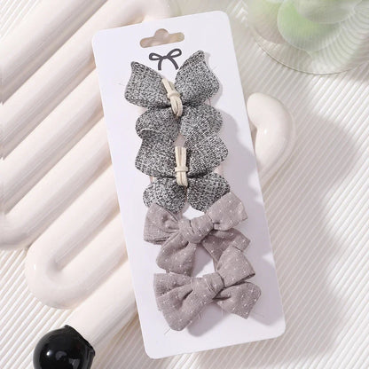 4Pcs/set Cute Baby Girls Knitting Headwear Handmade Crochet Butterfly Alloy Hairs Clips Kids Hairpins Fashion Desgin Headwear