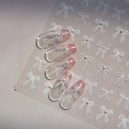 Japanese Punk Style Black Rabbit & Dark Butterfly Nail Stickers 5D Pearl Nail Art Decal Design Manicure Tool High Quality