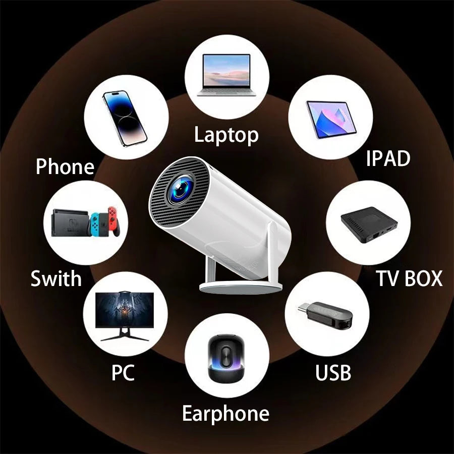 Projector 4K Native HD 1080P Dual Wifi6 Cinema Portable Projetor Built-in Android System suitable for home/outdoor/office