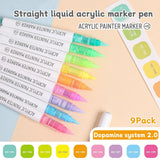 9pcs/Box MIX Color Acrylic Markers Set Kids Gift Art Rock Painting Pens Graffiti For Stone Glass Book Shoes DIY Craft Supplies