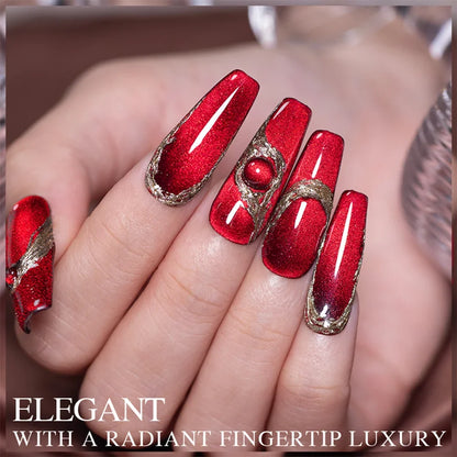 7.5ML Super Shiny Ruby Red Cat Magnetic Gel Nail Polish Wine Red Cat Eye Gel Soak Off Semi-Permanent Nail Varnish For Manicure