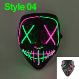 Artigos para Festa de Halloween 2026: Máscara LED Luminosa Estilo "Uma Noite de Crime" (Purge) com Luz Neon EL Sem Fio – Máscara de Rosto Inteiro para Cosplay Adulto (Brilha no Escuro)