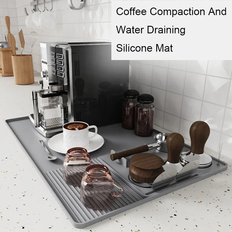 Home Coffee Machine Table Mat Anti-slip Silicone Coffee Mat Tamper Holder Station Cup Drainer Barista Coffee Accessories
