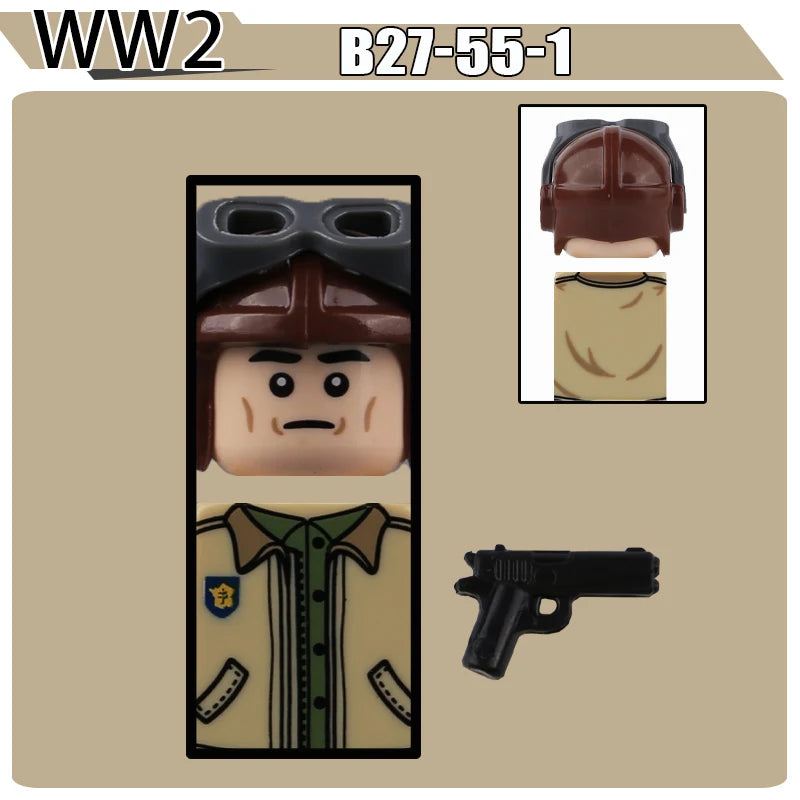 WW2 Military Soldier Figures Building Blocks Soviet British Army German Camouflage Warrior Infantry Accessories Bricks Toys Gift