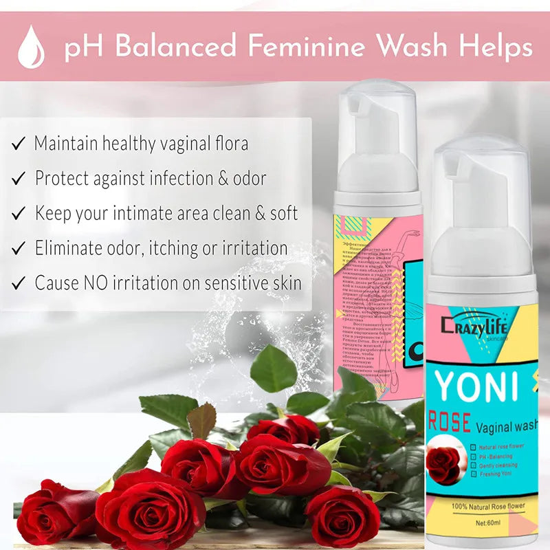 Feminine Intimate Yoni Wash Natural Washing Foam Vaginal Herbs Washer Hygiene Vagina Detox Cleaning Care for Women's Health 60ml