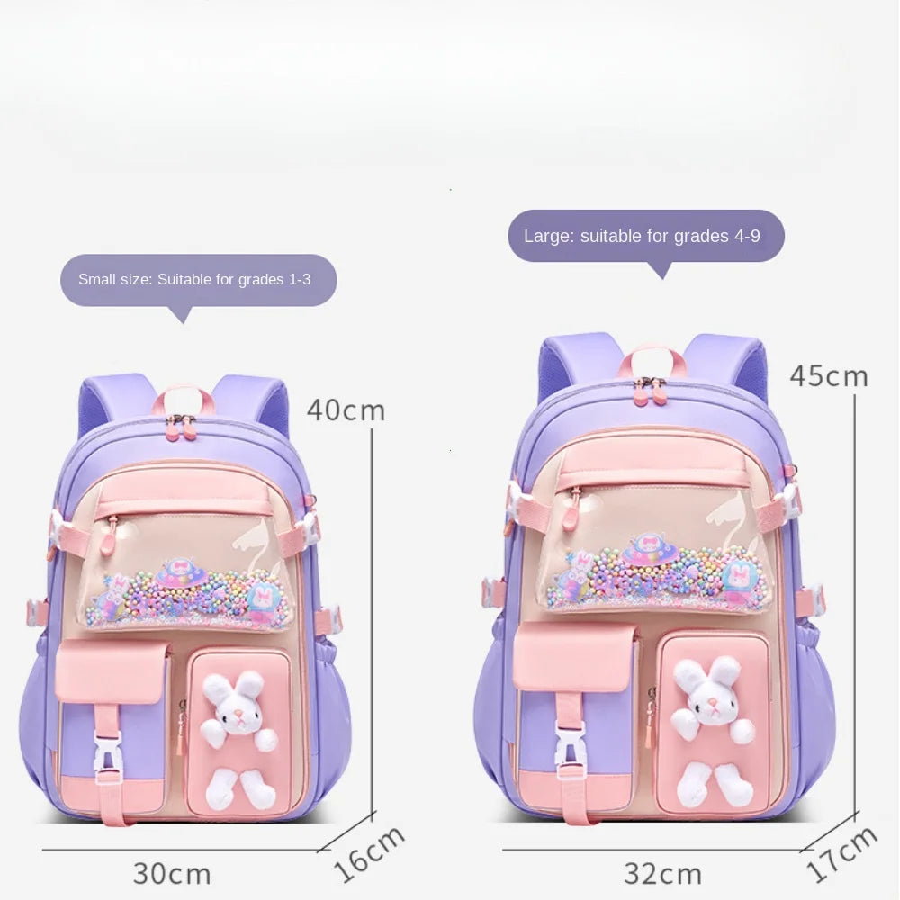 Mochila escolar ligera Kawaii para niñas de primaria 2025, impermeable, colorida, de viaje, ideal como regalo.