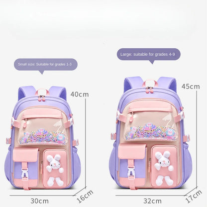 Mochila escolar ligera Kawaii para niñas de primaria 2025, impermeable, colorida, de viaje, ideal como regalo.