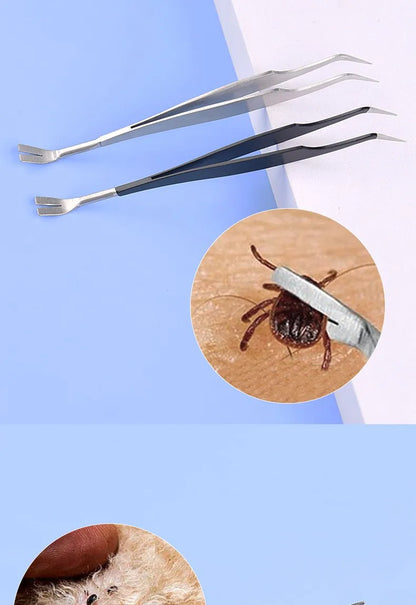 Herramienta 2 en 1 para quitar garrapatas. Pinzas profesionales para eliminar garrapatas para humanos y mascotas. Eliminación de pulgas y garrapatas. Herramientas para quitar garrapatas.