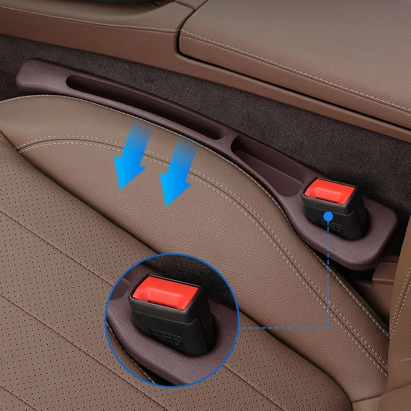 2pc Car Seat Gap Filler Organizer Pu Waterproof Car Seat Gap Plug Strip with 2 Grooves Seat Gap Storage Auto Interior Accessorie