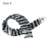Stripe Printed Clip-in Hair Extensions Colorful Synthetic Hair Highlights 18 Inches Straight Wig Hairpieces for Daily Use Party