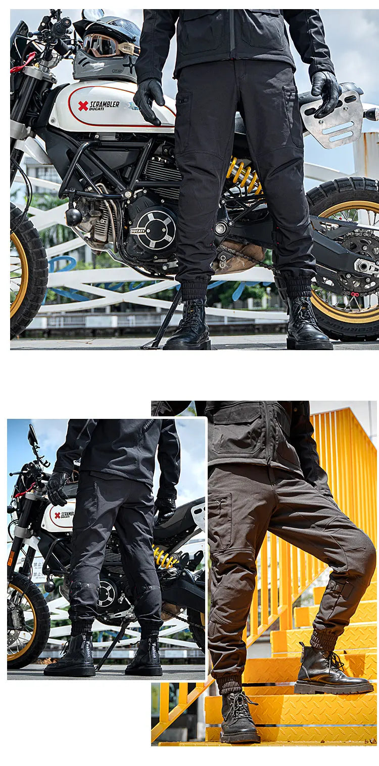 SFK New Black Motorcycle Pants Riding Men Equipment Summer Breathable Trousers With CE Protection Armor Wearing Gears Accessories