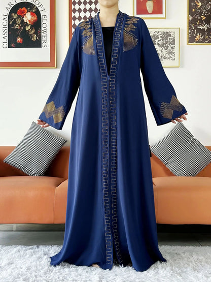Vestido elegante de gasa para mujer, abaya abierta con cremallera, ropa musulmana, cárdigan islámico, abaya, nuevo