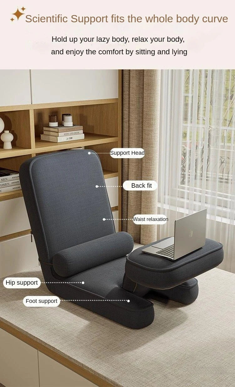 4in1 Adjustable Chaise Lounge Sofa, Floor Lazy Sofa Bed, 15-Position Folding Padded Lounger Bed with Pillow Chaise Couch
