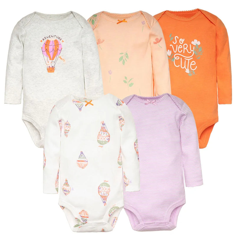 Conjunto de 5 piezas de monos para bebé niño y recién nacido, ropa para niña pequeña, 100 % algodón, suave, con dibujos animados