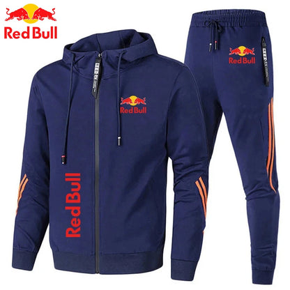 2025Red Bull Logo Men's Hoodie Set 2-piece New Red Bull Printed Jacket Men's Fashion Casual Simple Hoodie Stormtrooper Coat Red
