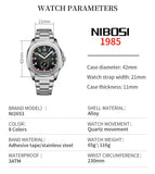 NIBOSI Luxury Men‘s Watches Business Waterproof Male Clock Luminous Silicone Band Date Square Quartz Man Watches Reloj Hombre