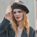 Fashion Warm Winter Wool Berets Hat Retro Solid Color French Artist Hat All Matched Elegant Plain Cap Lady