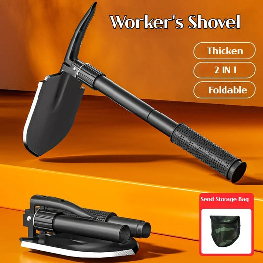 Multifunctional garden shovel for camping, suitable for camping/fishing/wild survival, etc. Shovel, pickaxe, and hoe three-in-one